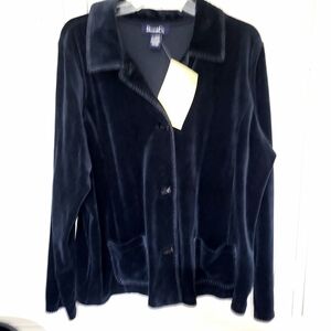 Elegant Navy Denim & Co( Women's Teddy Jacket NWT Size XL